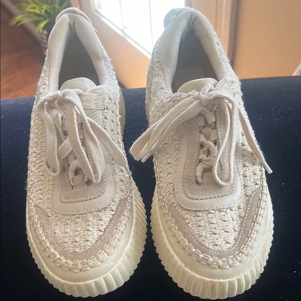 Dolce Vita Off-White Knit Sneakers